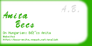 anita becs business card